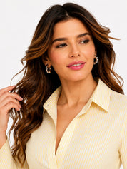 Striped Button Down Shirt With Tie Sleeves