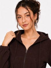 Ribbed Hooded Cropped Jacket