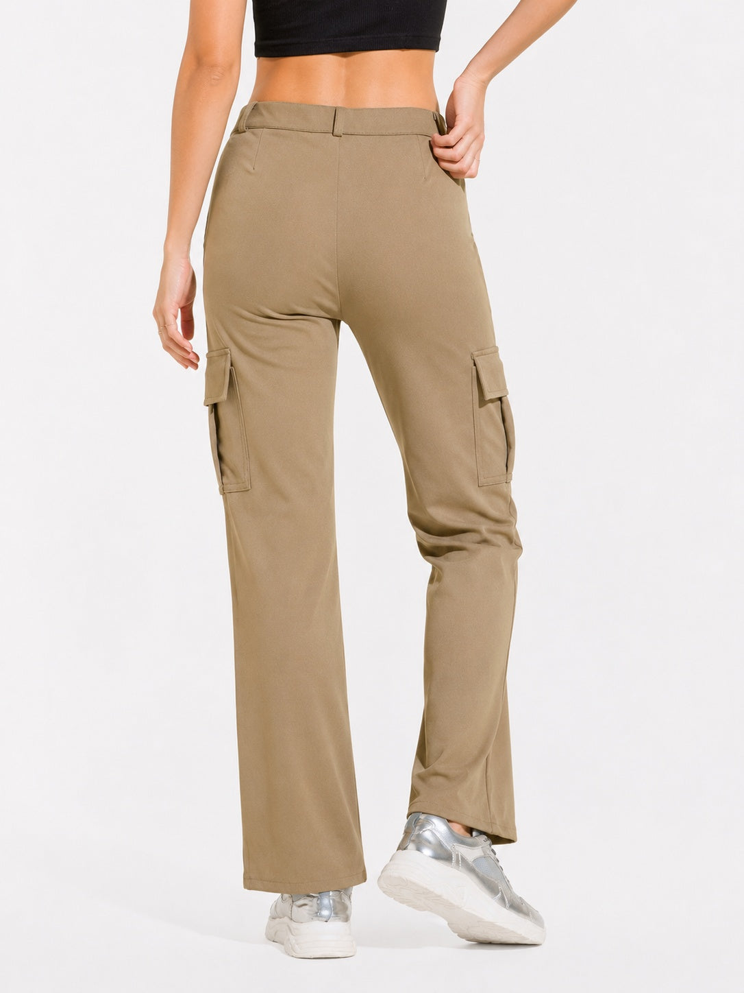 Straight Fit Full Length Solid Cargo Pant