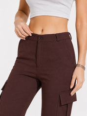 Straight Fit Full Length Solid Cargo Pant
