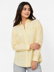 Oversized Shirt Striped Tie Detail Full Sleeve