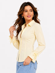 Striped Button Down Shirt With Tie Sleeves
