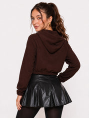 Ribbed Hooded Cropped Jacket