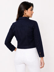 Cropped Button-Front Casual Jacket