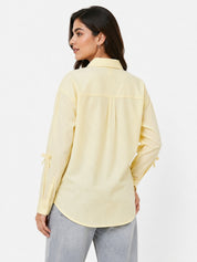 Oversized Shirt Striped Tie Detail Full Sleeve
