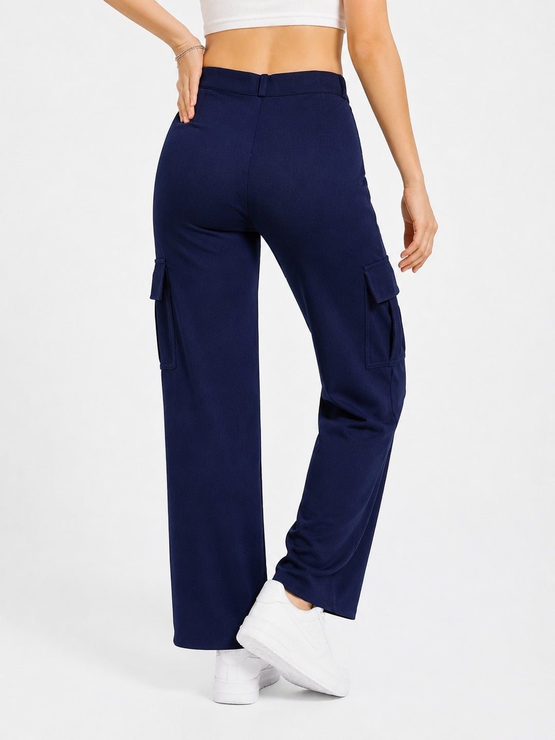 Straight Fit Full Length Solid Cargo Pant