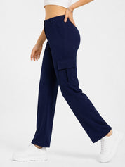 Straight Fit Full Length Solid Cargo Pant