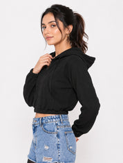 Ribbed Hooded Cropped Jacket