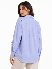Oversized Shirt Striped Tie Detail Full Sleeve