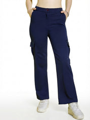 Straight Fit Full Length Solid Cargo Pant