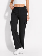 Straight Fit Full Length Solid Cargo Pant