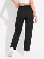 Straight Fit Full Length Solid Cargo Pant