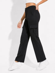 Straight Fit Full Length Solid Cargo Pant