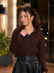 Ribbed Hooded Cropped Jacket